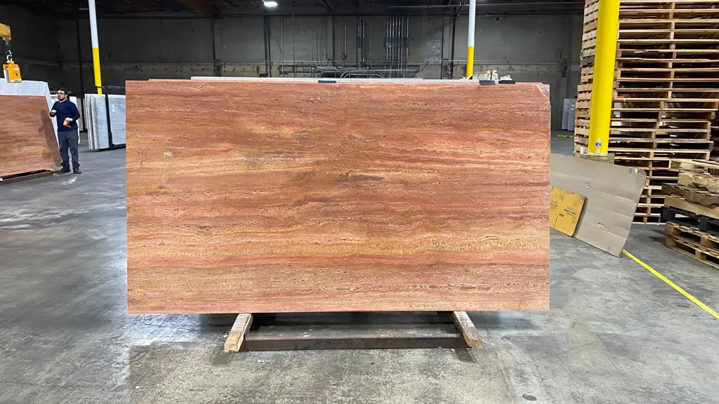 Leather Red Travertine Slab in Long Beach