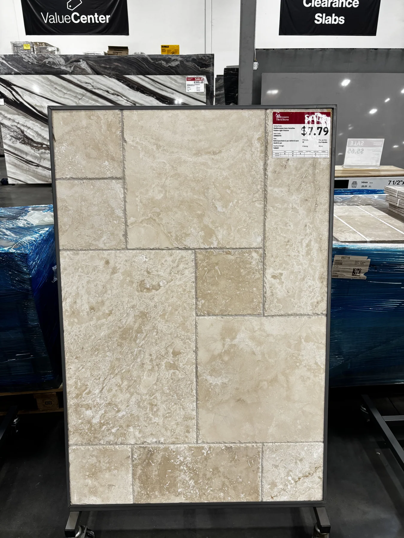 Mediterranean Ivory Versailles Pattern Light Chiseled Travertine