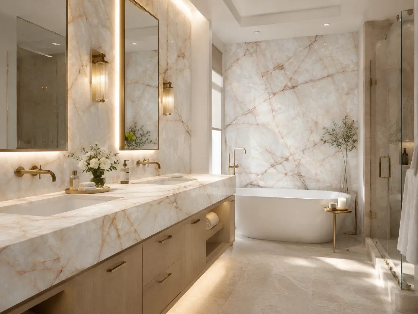Cristallo Iceberg Quartzite — Bathroom Inspiration